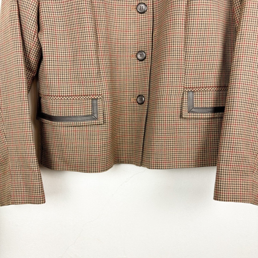 Pendleton Brown Houndstooth Plaid Virgin Wool Lea… - image 5